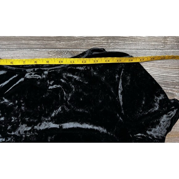 Spring + Mercer Crushed Velvet Legging Tee Black V-Neck MED Gothic Chic Luxe - Picture 7 of 8